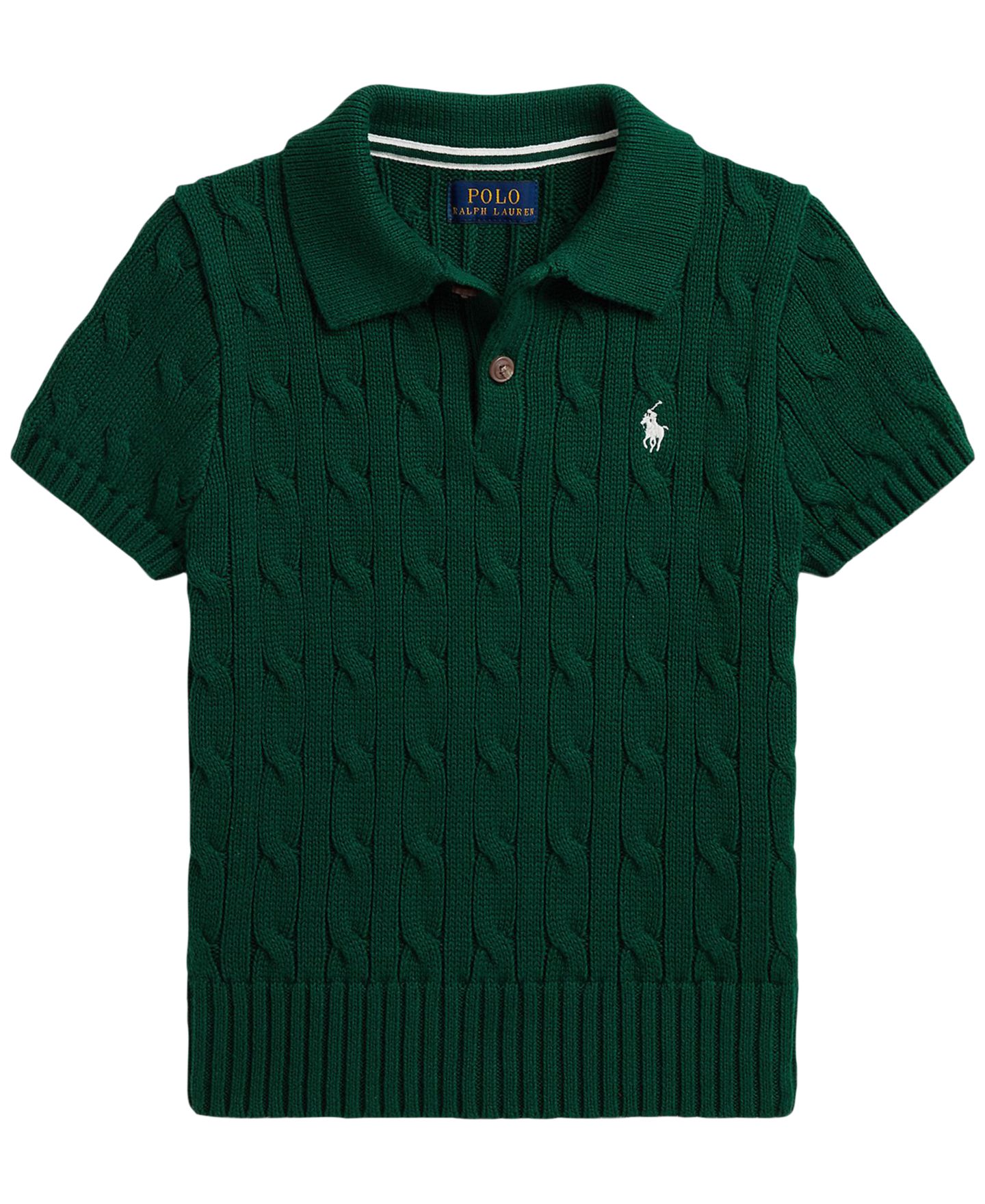 Свитер Polo Ralph Lauren Cable-Knit Cotton Polo Sweater для мальчиков, цвет: Тёмно-зелёный — фото 1