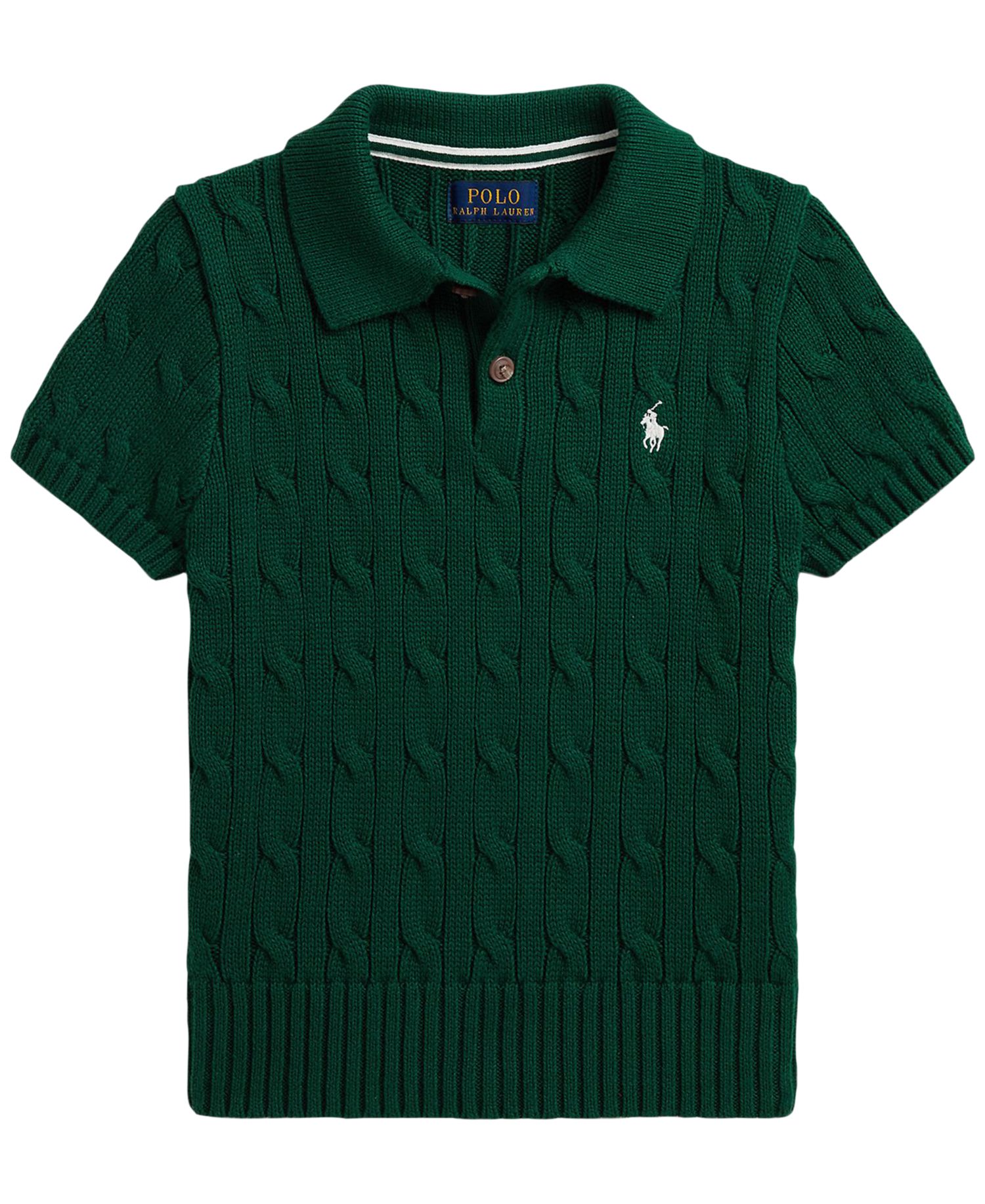 Boys' 2-7 Cable-Knit Cotton Polo Sweater