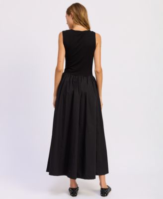 en saison black dress En Saison Women's Sloane Asymmetric Neck Maxi Dress - Black