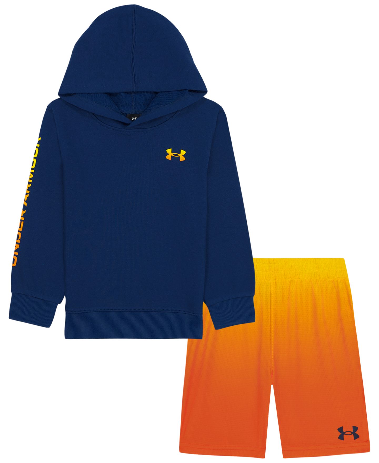 Детский комплект Under Armour: худи с длинным рукавом и шорты, 2-7 лет, 2 предмета, цвет: Тёмно-синий / Оранжевый — фото 8
