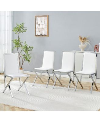 4 Pack metal framed PU dining chairs, ergonomic, simple and luxurious