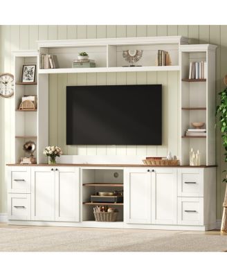 4-in-1 Farmhouse TV Stand with Bookshelf for TVs Up to 70"