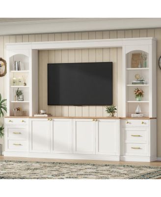 Farmhouse Arched 106" Entertainment Center with Bookshelves
