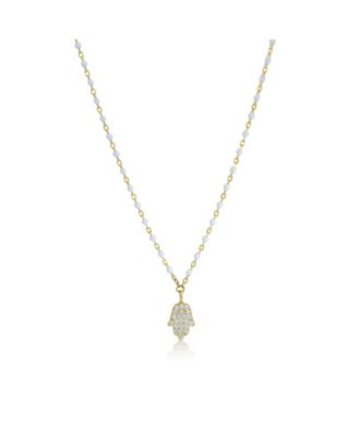  Enamel Bead Hamsa Necklace 14K Gold-Plated Sterling Silver