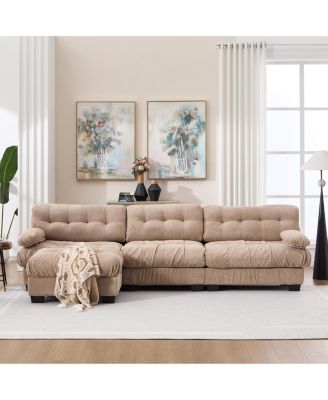 Modular Sectional Sofa,Cloud Couch, L Shaped Couch with Movable Ottoman Oversized 3-Seater Sofa for Bedroom,5 Pillows