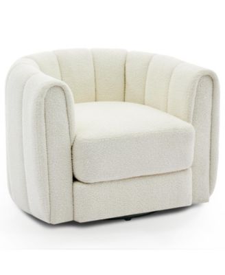 Modern Soft Swivel Lounge Sofa Chair, Rotating Barrel Accent Armchair for Living Room, Bedroom, Office
