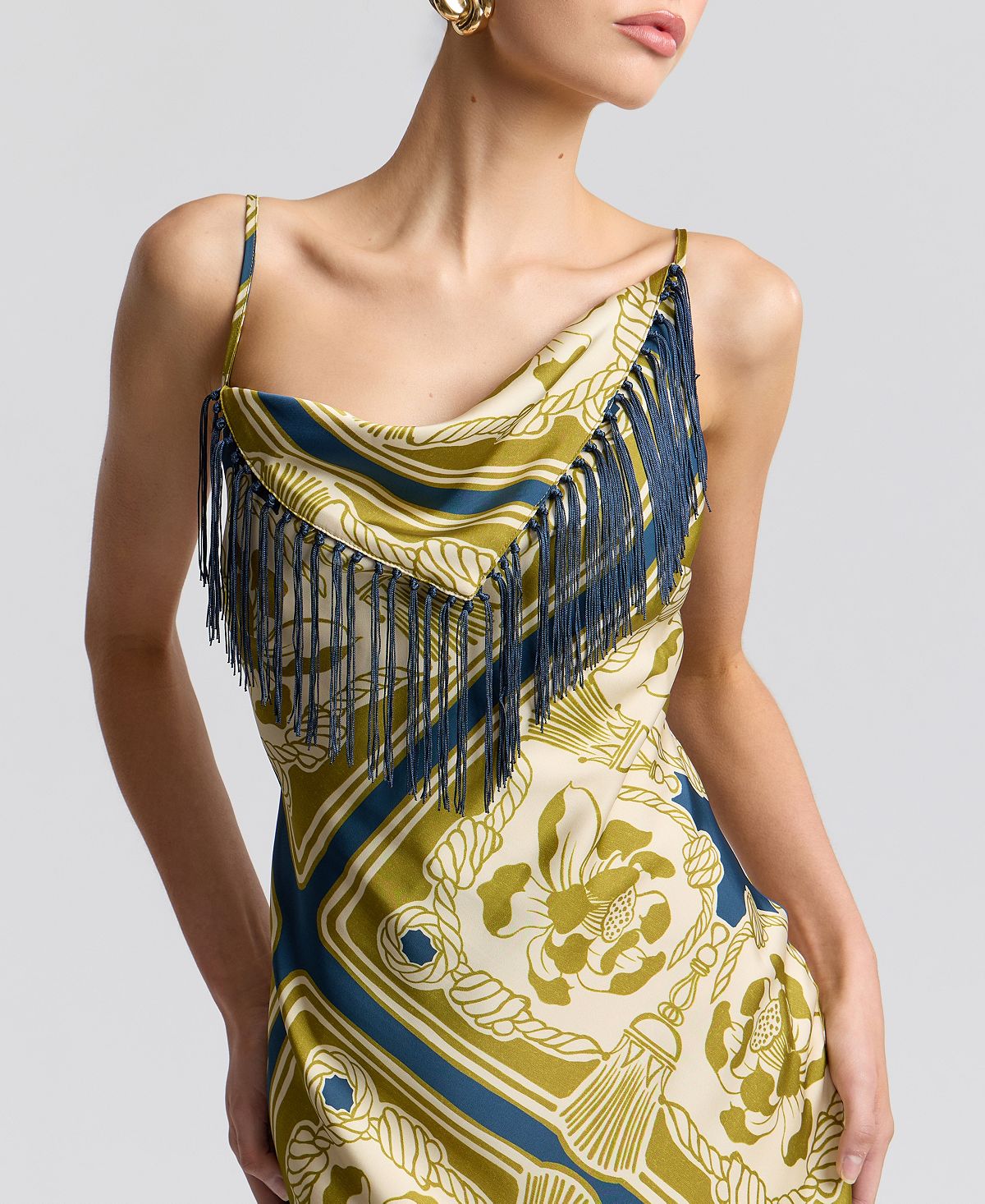 Avec Les Filles Women's Cowl Neck Scarf Print Maxi Dress view 6 — MAYCSS fashion products