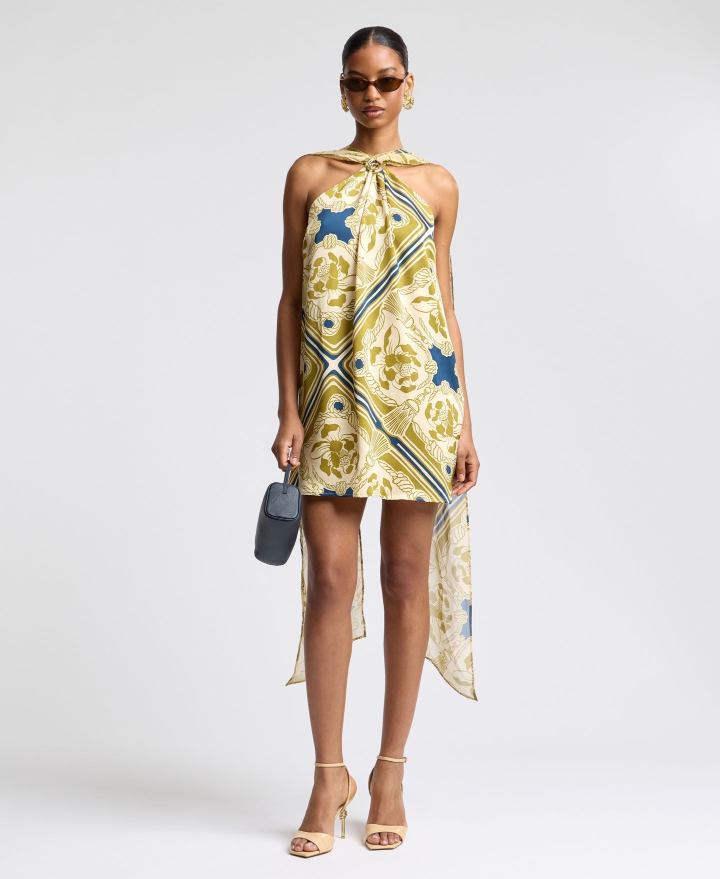 Женское платье Avec Les Filles Halter Scarf Print Swing Mini, цвет: Monaco Harbor — фото 2