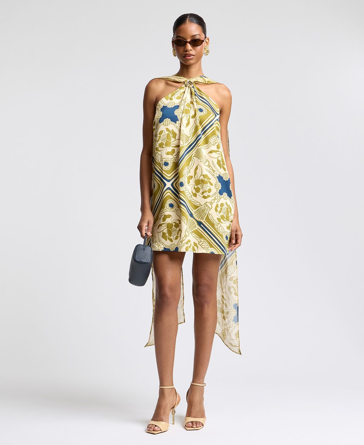 Avec Les Filles Women's Halter Scarf Print Swing Mini Dress view 2 — MAYCSS fashion products