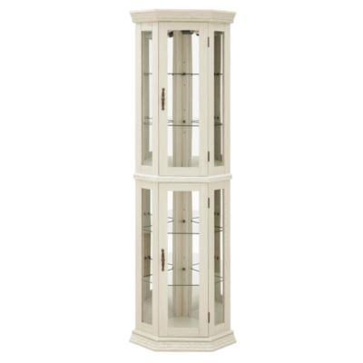 Corner Glass Curio Cabinet LED Lit Display Cabinet with Adjustable Tempered Glass Shelves
