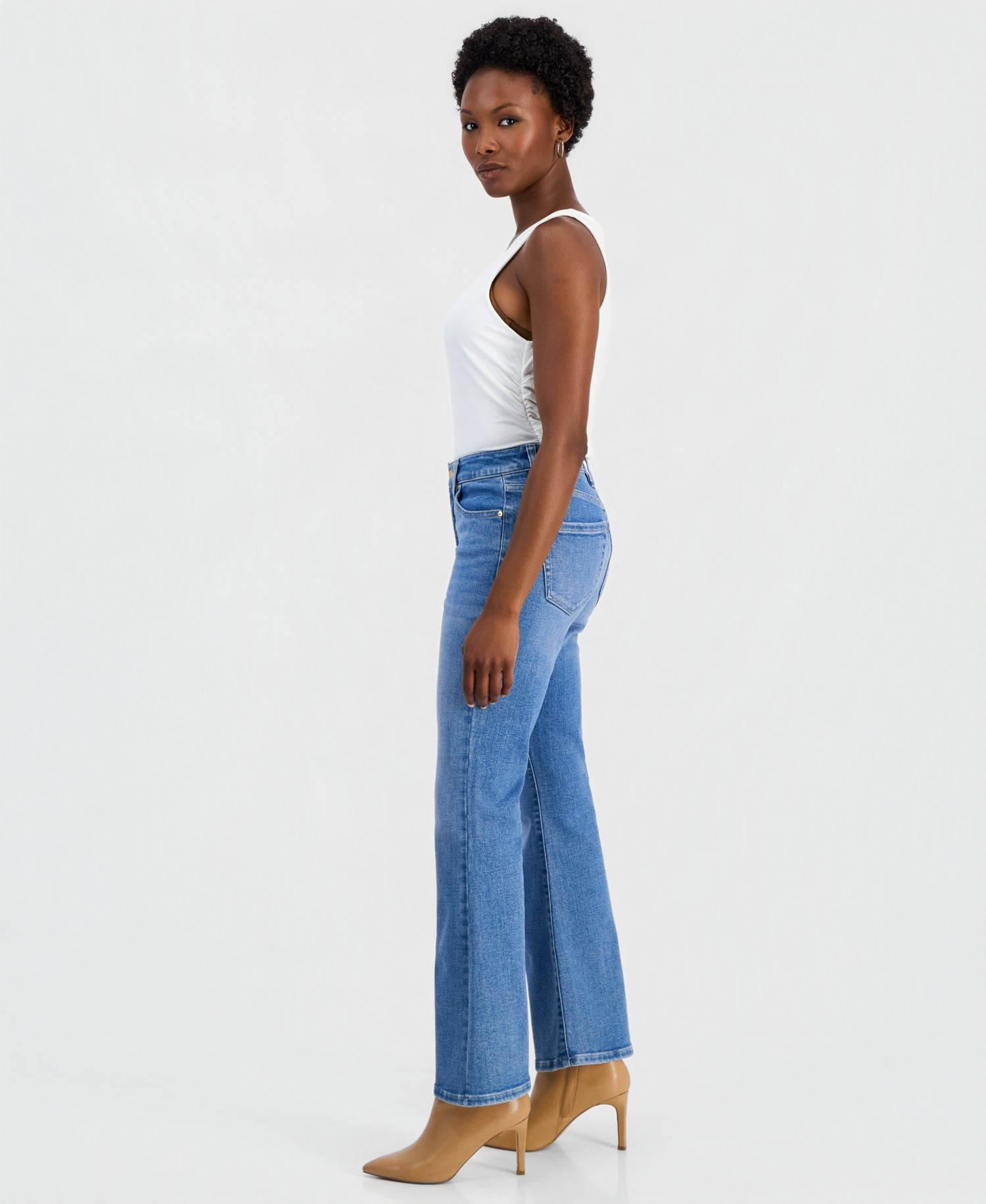 Petite High-Rise Flare-Leg Jeans
