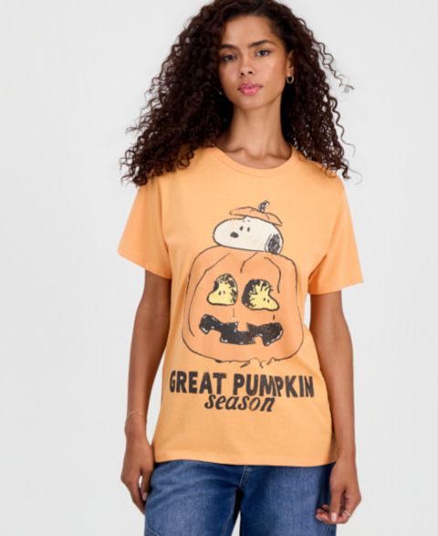 Женская футболка Grayson Threads, The Label Juniors' Snoopy Pumpkin Graphic-Print, цвет: Золотой земляной