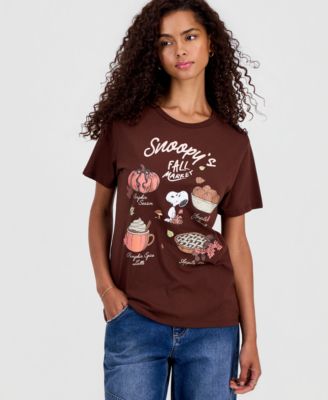 Juniors' Snoopy Fall Market Graphic-Print T-Shirt