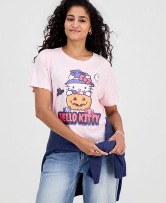 Juniors' Hello Kitty Pumpkin Graphic-Print T-Shirt