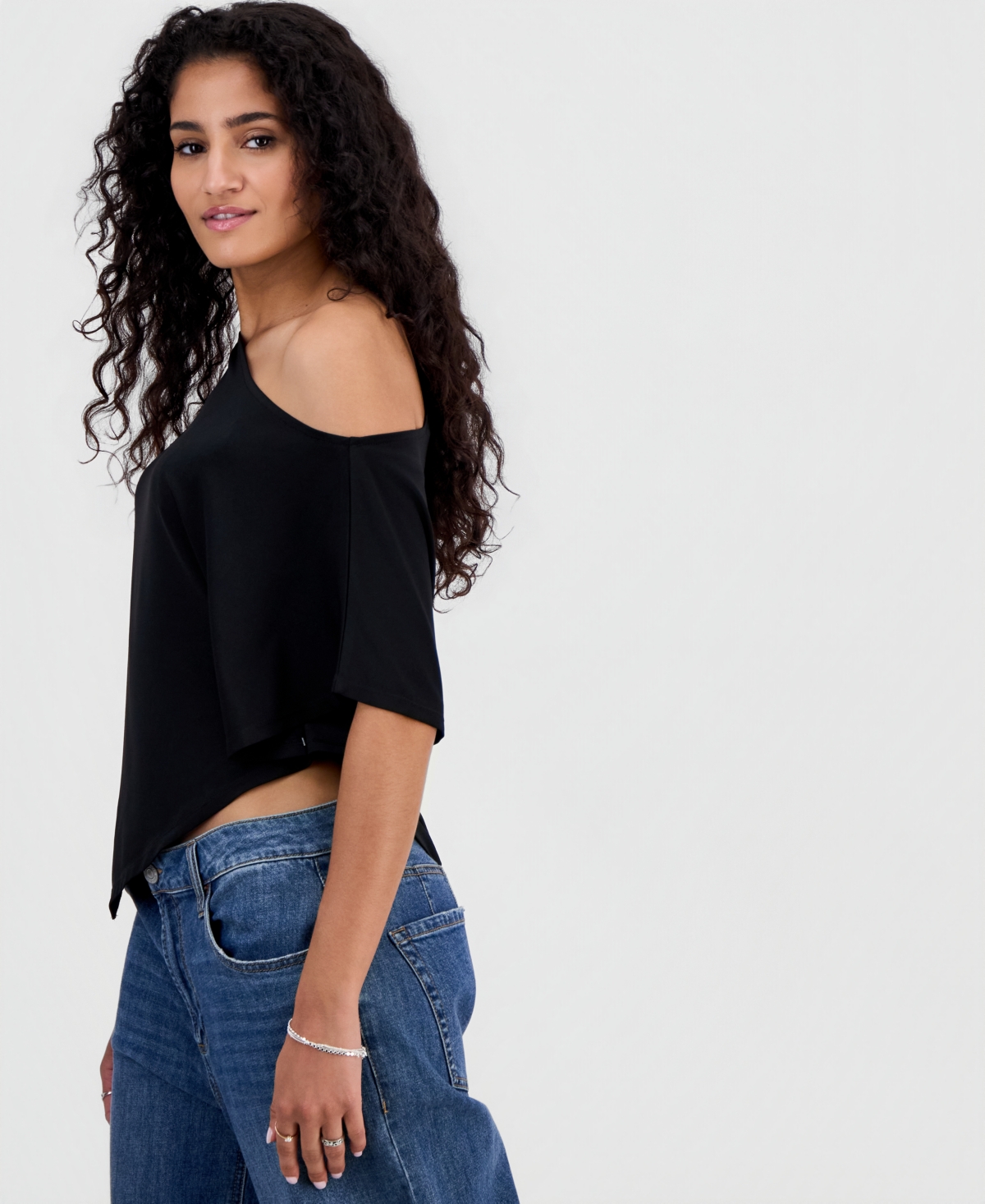 Just Polly Juniors' Asymmetric Short-Sleeve Poncho