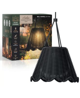 Solar Wicker-Style Outdoor LED Lantern Dusk-to-Dawn, Weather Proof Hanging Pendant Light