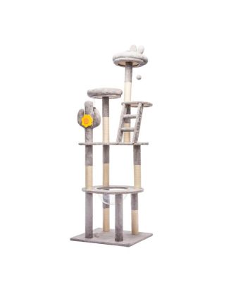 72in Cactus Cat Tree with Transparent Capsule, Scratching Posts and Perches