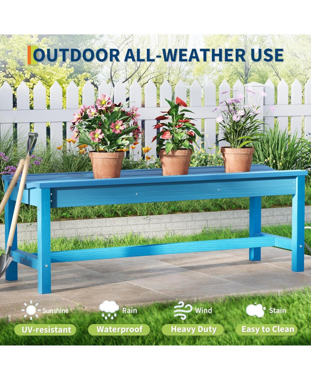 gaomon Weatherproof 2-Person Backless Outdoor Bench, Dining Seat, Garden Bench for Porch, Patio, Park, Entryway