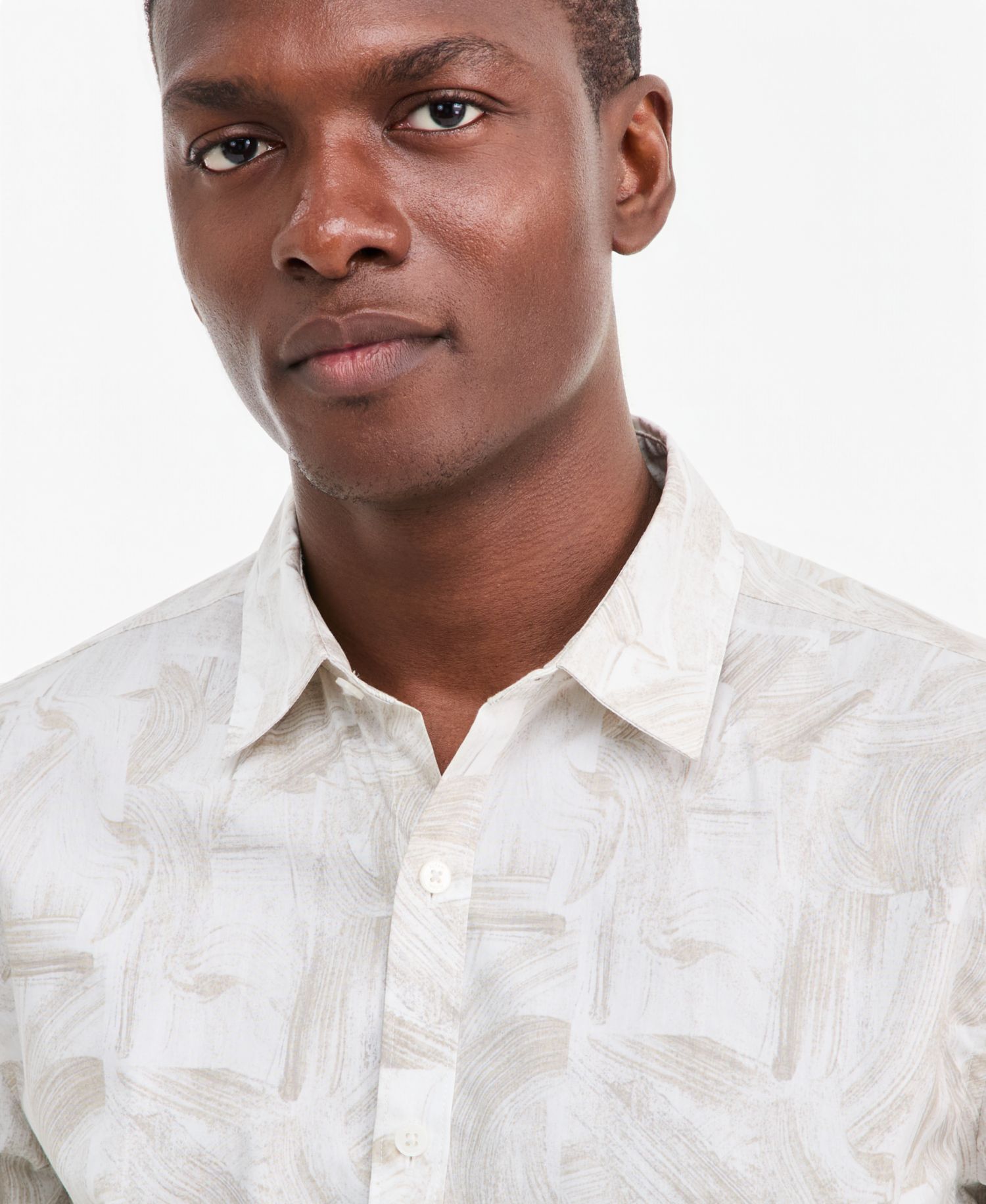 Men's Brushed Geometric Poplin Short-Sleeve Shirt