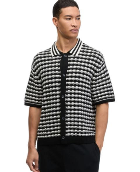 Мужской свитер Mode of One Andy Polo Relaxed-Fit Short-Sleeve, цвет: Чёрный