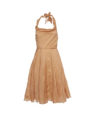 Women's Crinkled Silk Blend Halter Mini Dress