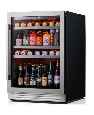 Ca'Lefor 24 Inch Beverage Refrigerator , 180 Can, Glass Door, Built In or Freestanding, 5.65 Cubic Feet, for Home
