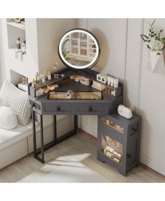 Corner Vanity with Mirror and Lights