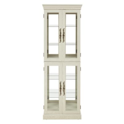 Elegant Lighted Glass Curio Display Cabinet Wooden Frame Storage Includes Light Bulb