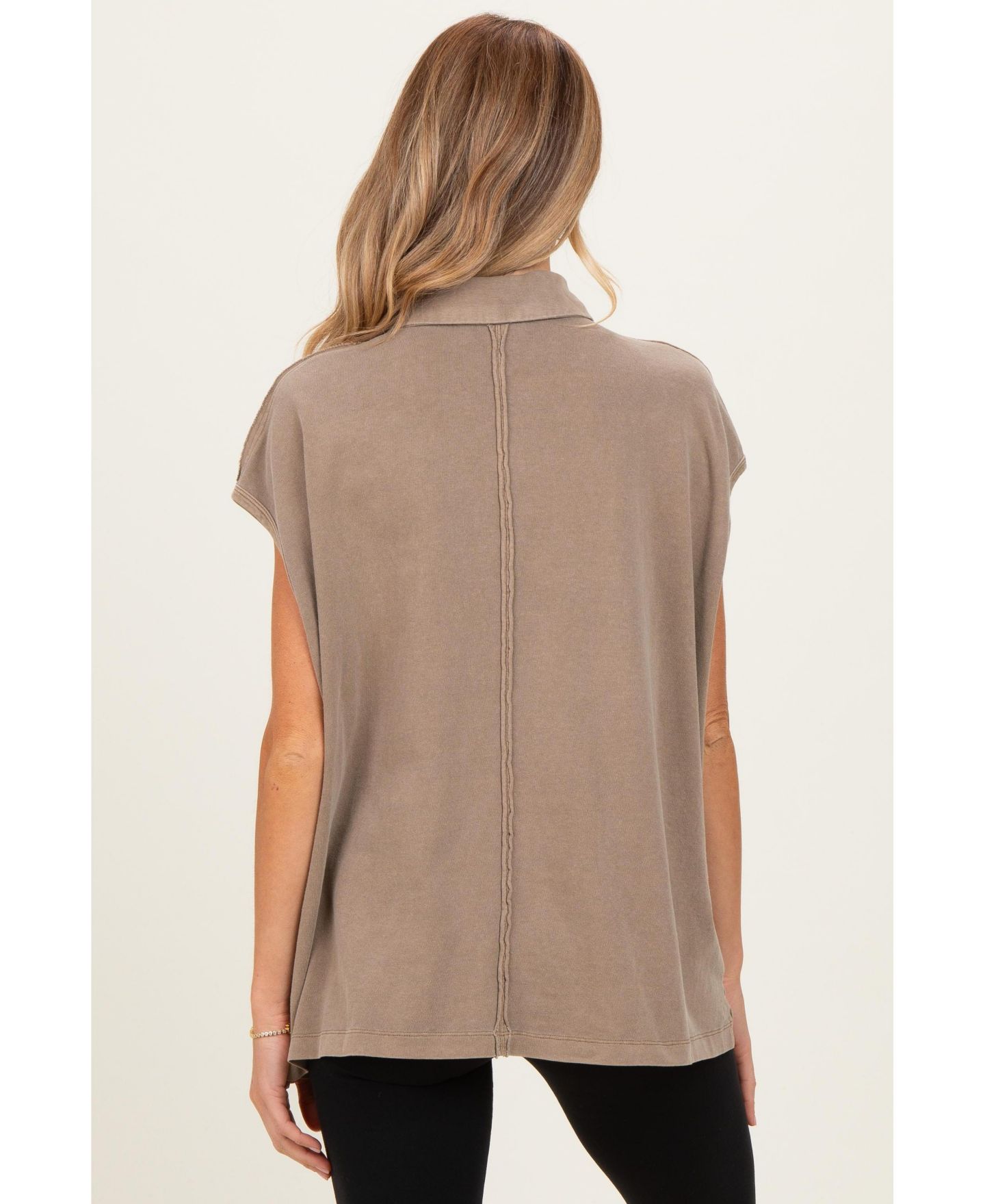 Женский топ Pinkblush Mocha Pigment Dye Sleeveless Polo Oversized, цвет: Мокко — фото 3