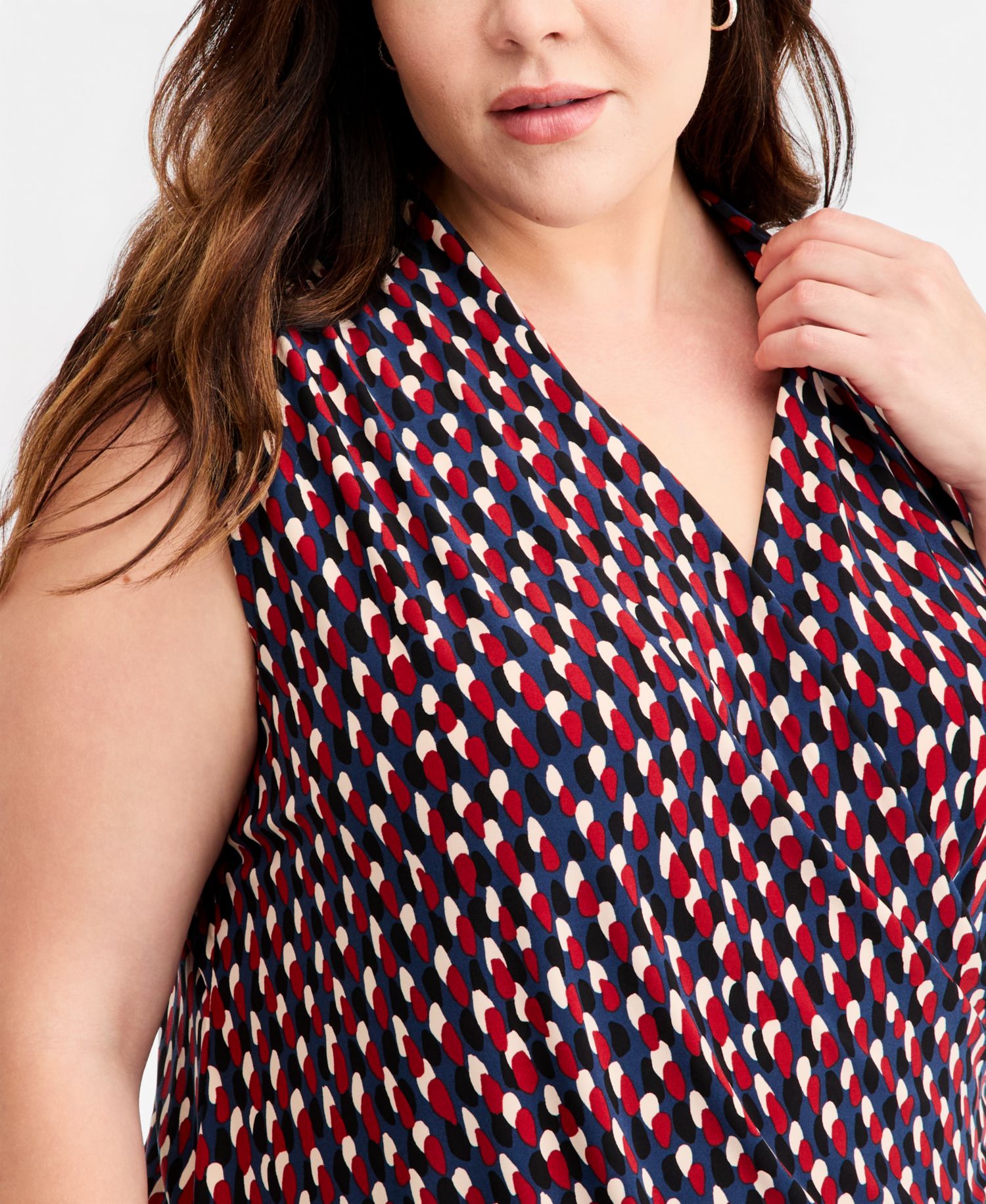 Plus Size Printed Surplice Sleeveless Top