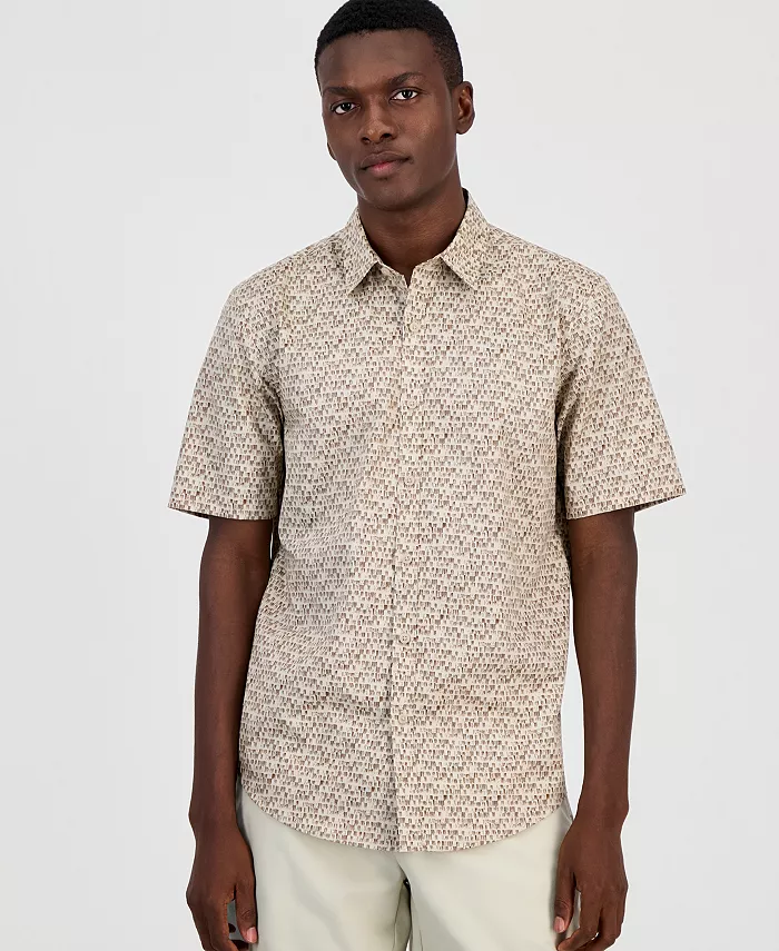 Men's Brick Geometric Short-Sleeve Shirt