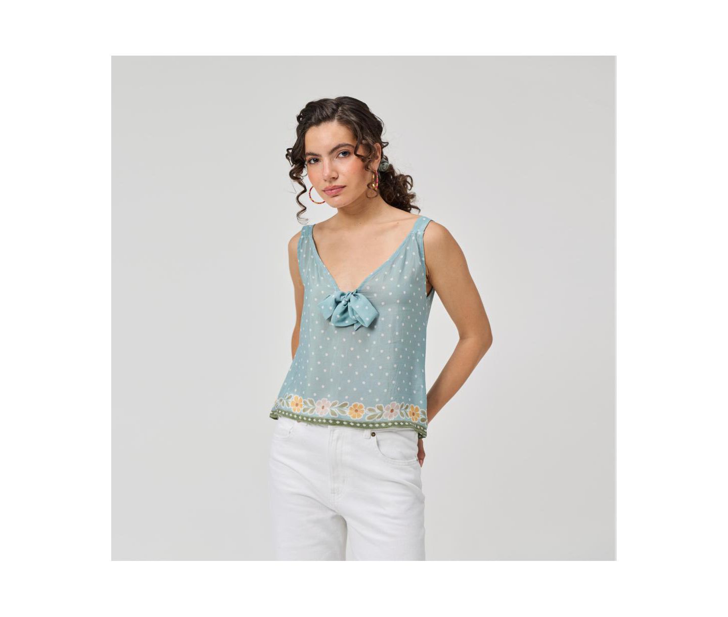 Женский топ Reistor Bow Bemberg Tie Cami Top, цвет: Синий — фото 4