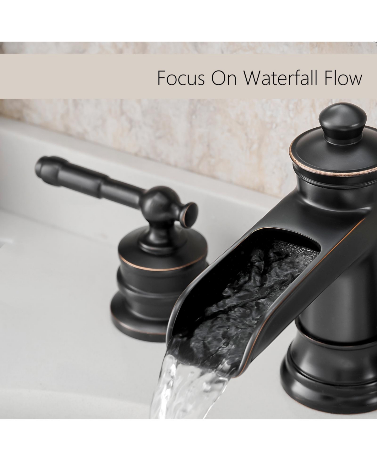 Phying Bathroom Faucets for Sink 3 Hole Orb 8 inch Widespread Bathroom Sink Faucet with Pop Up Drain Double Lever Handle Faucet