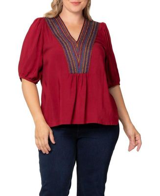Plus Size Tacoma Trim Neckline Women's Top
