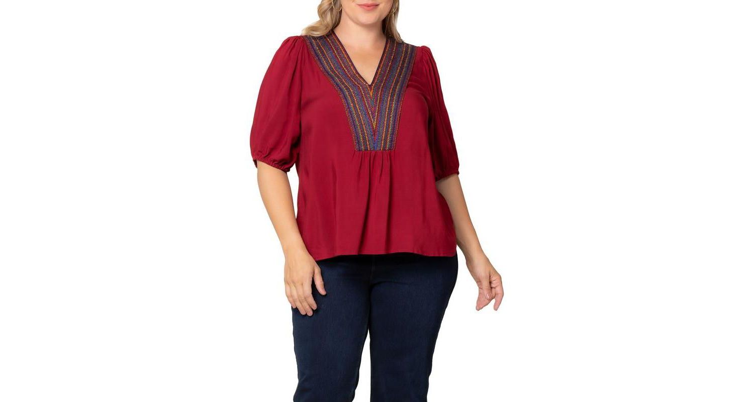 Plus Size Tacoma Trim Neckline Women's Top