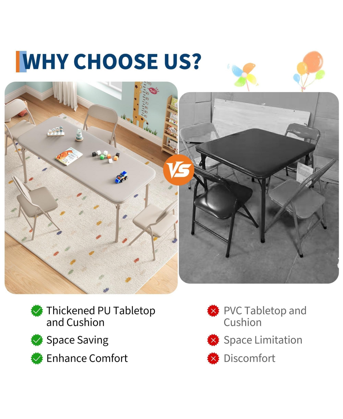 homfan 5-Piece Kids Table and Chair Set - Lightweight Compact Children s Furniture Pu Leather Waterproof Easy Clean Safe Rounded Design