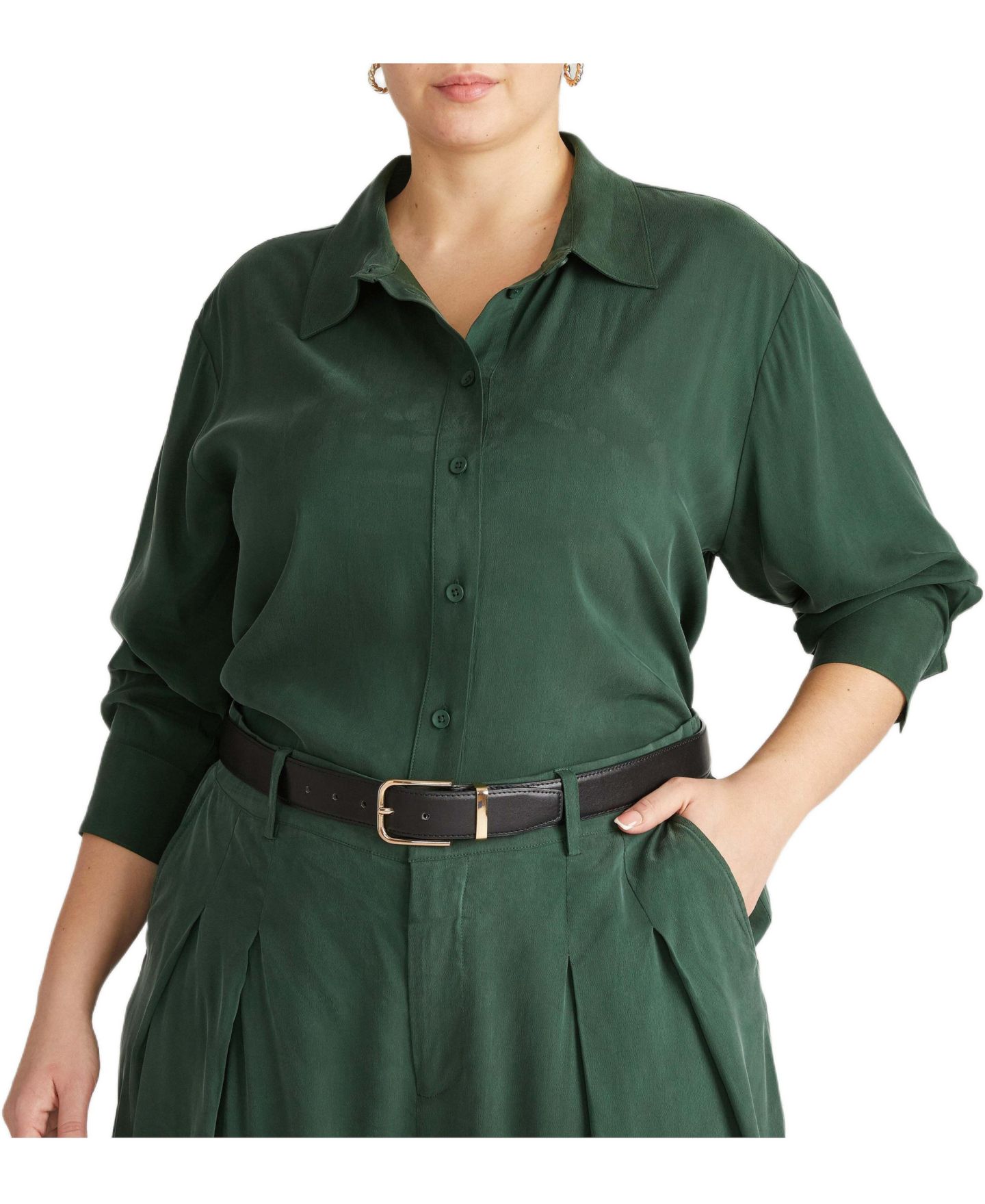 Женская рубашка Universal Standard Plus Sizes Cooling Stretch Cupro Artist, цвет: Тёмно-зелёный — фото 1