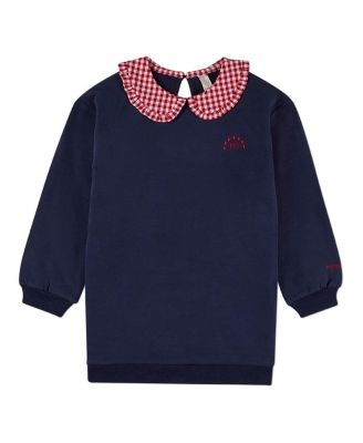 Toddler Gingham Ruffled Collar Sweatshirt Dress