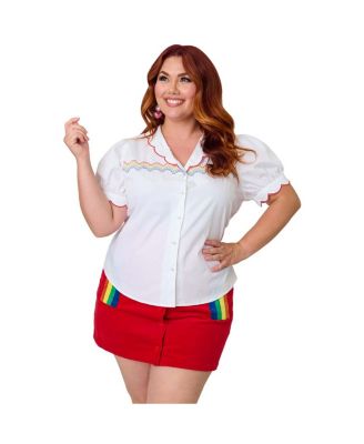 Plus Size Embriodered Puff Sleeve Top