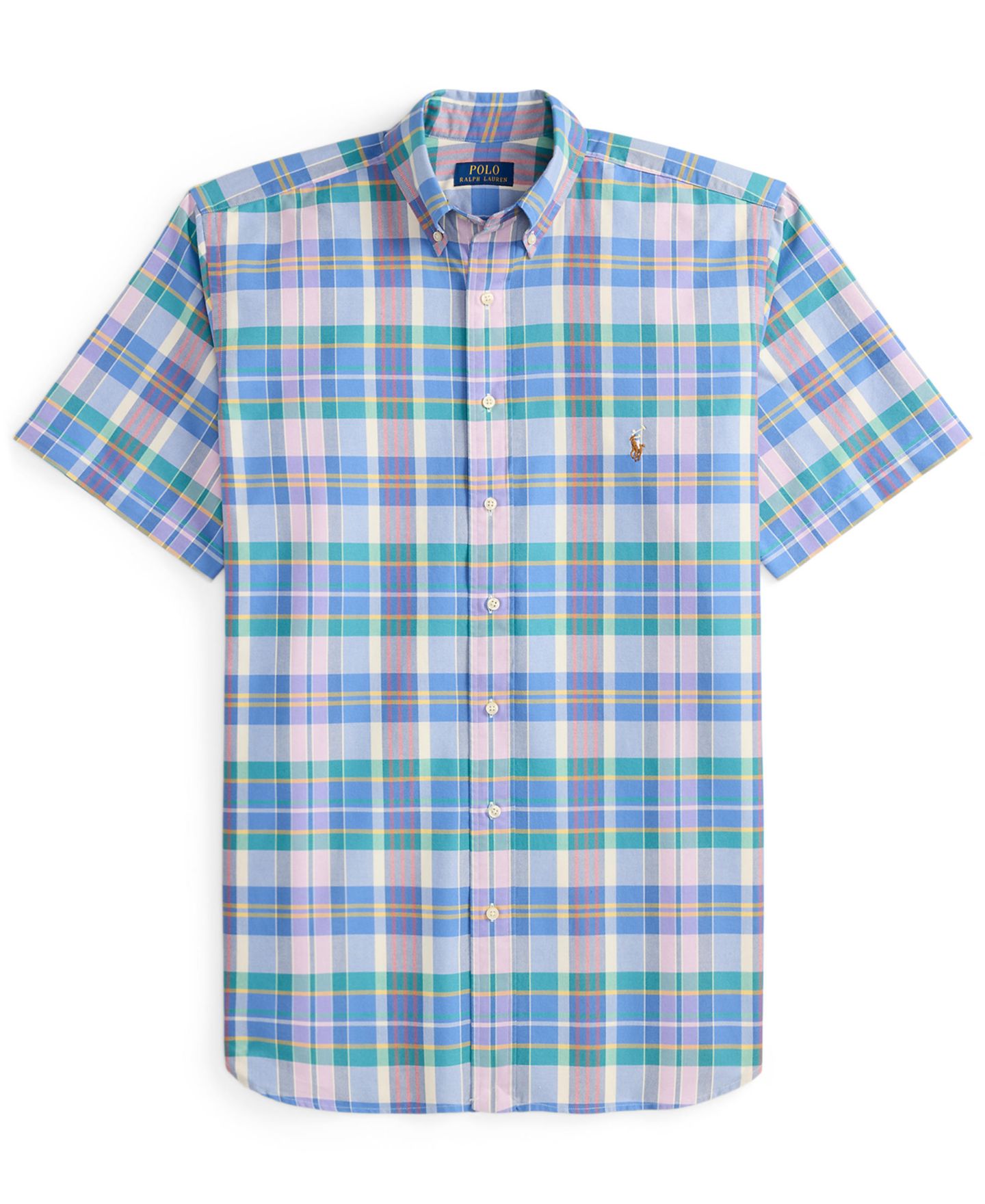 Мужская рубашка Polo Ralph Lauren Big & Tall Plaid Oxford, цвет: Синий разноцветный — фото 5
