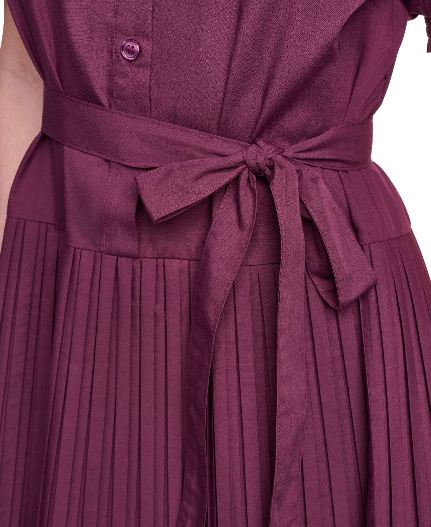 Women's Puff Short-Sleeve Drop Waist Shirt Dress