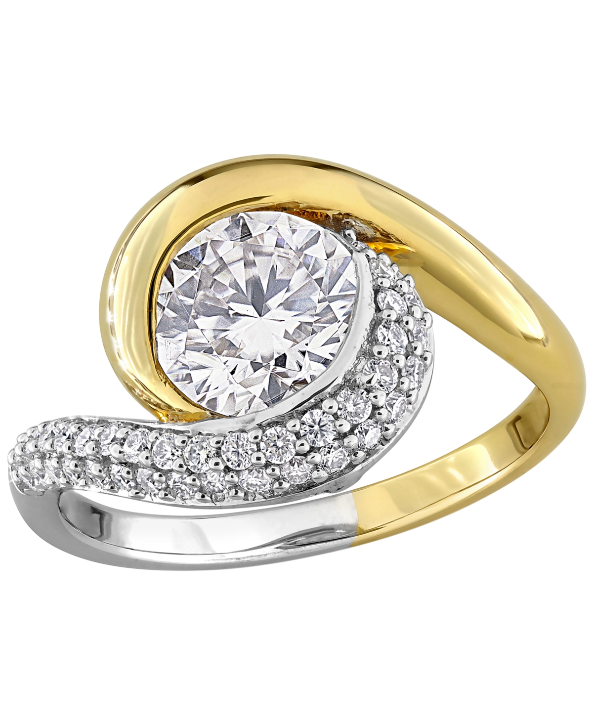 Macy's Lab-Grown Moissanite (1-7/8 ct. t.w.) Ring Two-Tone Sterling Silver
