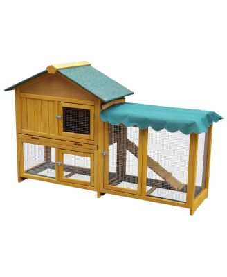  Rabbit Hutch Indoor/Outdoor Bunny Cage with Run and Leak-Proof Tray