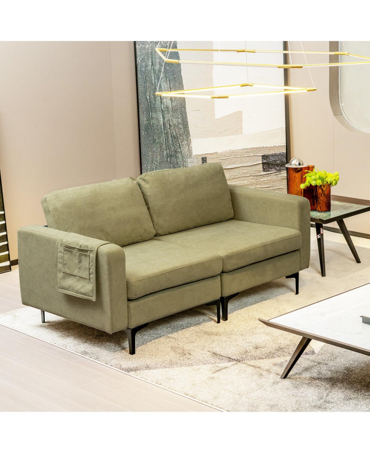 Slickblue Modern Loveseat Sofa with Side Storage Pocket