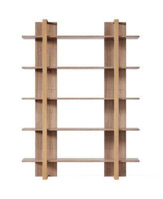 70.8 Inch Bookshelf with 5 Tier Etagere Display Shelves
