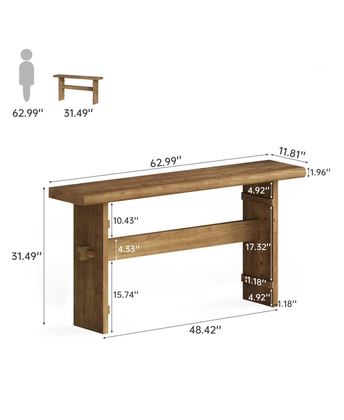 Slickblue Wood Entryway Console Table, Sofa Table for Behind Couch