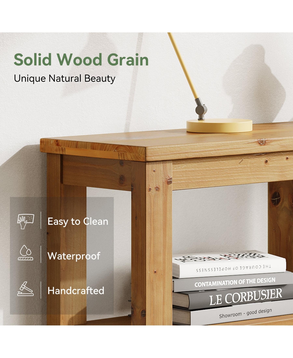 Slickblue Solid Wood 3-Tier Sofa Table with 6 Storage Cubes for Living Room