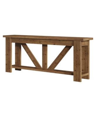 2-Tier Solid Wood Sofa Console Table with Storage for Behind Couch