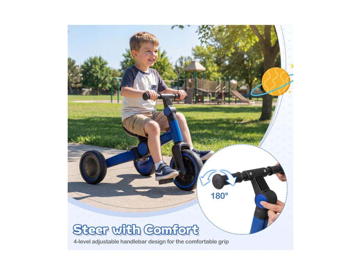 Slickblue Toddler 5-in-1 Balance Bike with Adjustable Seat and Removable Pedals