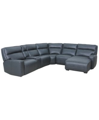 Zackary 6-Piece Leather Chaise Sectional with 3 Power Motion & Console